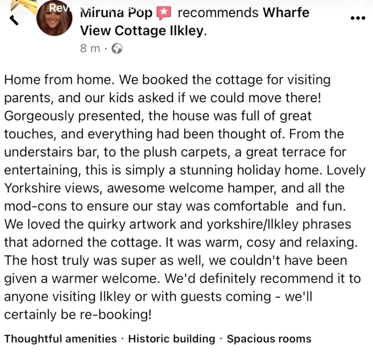 Wharfe View Cottage Ilkley Kültér fotó